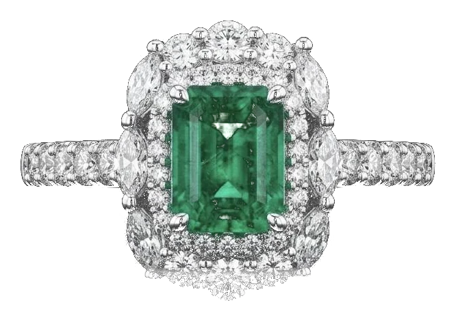 Ring set with the emerald